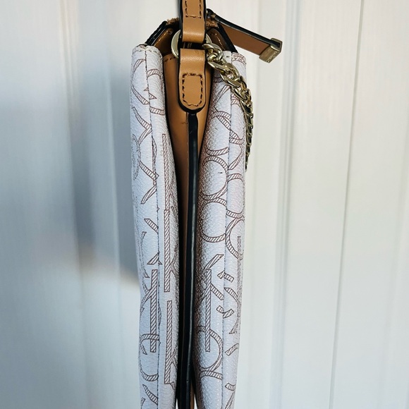 Calvin Klein Women's CK Logo Print Allover Crossbody Bag White Brown CLEAN - Picture 5 of 10